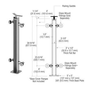 CRL Brushed Stainless 36" P8 Series 135 Degree Angle Post Fixed Fitting Railing Kit