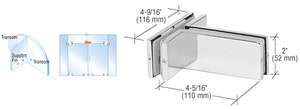 CRL Polished Stainless Transom Mounted Patch Connector with Support Fin Bracket