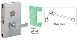 CRL Satin Anodized 6" x 10" RH Center Lock With Deadlatch in Storeroom Function