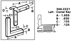 CRL Left Nylon Corner Key - 1.655" Leg; .195" Width - 20/Pk