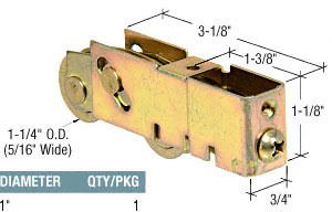 CRL 1-1/4" Tandem Steel Ball Bearing Sliding Glass Door Roller with 3/4" Wide Housing