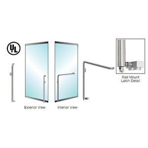 CRL-Blumcraft® Brushed Stainless Left Hand Reverse 1301 Door 3/4" Top Rail Mount Keyed Access "K" Exterior Bottom Secured Panic Handle