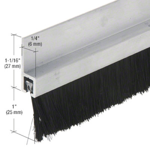 CRL 72" Extruded Aluminum Brush Door Sweep with 1" Nylon Bristle