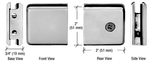 CRL Brushed Nickel Beveled Style Notch-in-Glass Fixed Panel U-Clamp