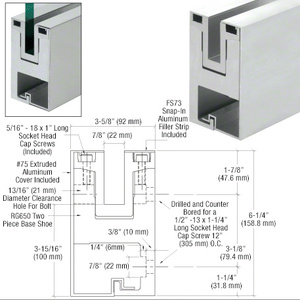 CRL-Blumcraft® Satin Anodized RG650 Series Two Piece Fascia Mount Base Shoe