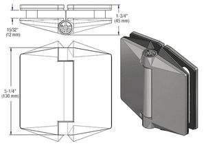 CRL Brushed Stainless Glass-to-Glass Mount Polaris 130 Series Soft Close Gate Hinge