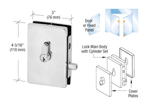 CRL Satin Anodized EUR Series Center Housed Patch Lock