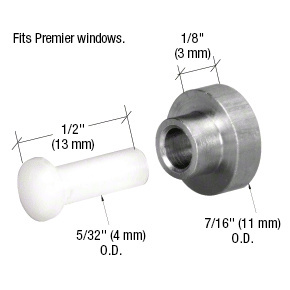 CRL 7/16" Stainless Steel Sliding Window Replacement Roller with Axle Pin for Premiere Windows