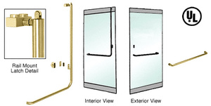 CRL-Blumcraft® Satin Brass Right Hand Reverse Rail Mount Keyed Access "A" Exterior, Top Securing Panic Handle