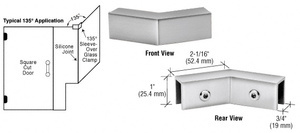 CRL Polished Chrome 135 Degree "Sleeve Over" Glass Clamp