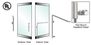 CRL-Blumcraft® Brushed Stainless Left Hand Reverse Rail Mount Keyed Access "P" Exterior Bottom Securing Deadbolt Handle