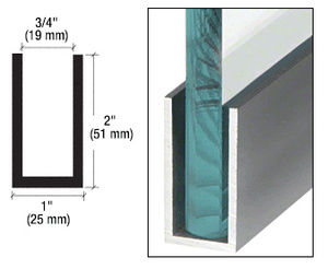 CRL Brushed Stainless Anodized Wet Glaze 2" Deep U-Channel 240" Stock Length