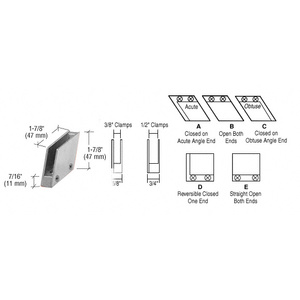 CRL Brushed Nickel 3/8" 128 Degree Slant Obtuse End Clamp Type 'C' Stair and Walkway Railing