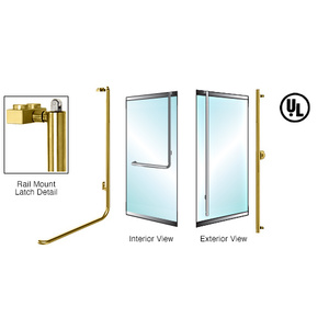 CRL-Blumcraft® Satin Brass Right Hand Reverse 1301 Door 3/4" Top Rail Mount Keyed Access "FS" Exterior Top Secured Panic Handle