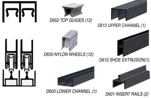 CRL Flat Black Deluxe Track Assembly D613 Upper and D601 Rail with Nylon Wheels