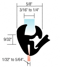 CRL One-Piece Self-Sealing Universal Gasket for 1/32" - 5/64" Panel or 3/16" to 1/4" Glass