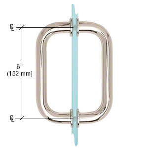 CRL Polished Nickel 6" Tubular Back-to-Back 3/4" Diameter Shower Door Pull Handles