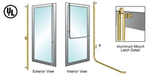 CRL-Blumcraft® Satin Brass Left Hand Reverse Aluminum Door Mount Keyed Access "F" Exterior, Top Securing Panic Handle