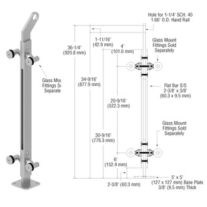 CRL Brushed Stainless Custom P2 Series 180 Degree Center Post Railing Kit