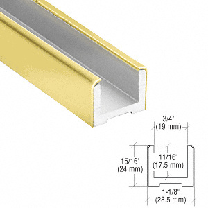 CRL-Blumcraft® Polished Brass Wet Glaze U-Channel for 1/2" (12 mm) Glass 120"