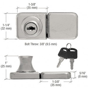 CRL Brushed Nickel UV Bond Classic Series Glass Door Lock and Keeper for Double Doors - Keyed Alike