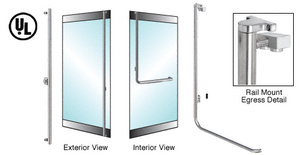 CRL-Blumcraft® Brushed Stainless Left Hand Reverse Rail Mount Keyed Access 'F' Exterior Top Securing Electronic Egress Control Handle for 5/8" Glass