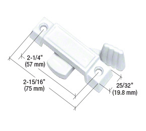 CRL White Sliding Window Lock with 2-1/4" Screw Holes and 3/8" Latch Projection