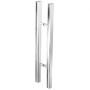 CRL Polished Stainless Glass Mounted Square Ladder Style Pull Handle with Square Mounting Posts - 24"