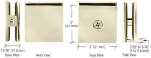 CRL Polished Brass Square Style Hole-in-Glass Fixed Panel U-Clamp