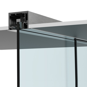 CRL 690 Series Brushed Stainless Anodized Drop Ceiling Mount Sliding Door with Fixed Panel Kit