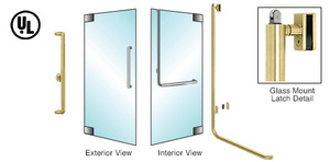 CRL-Blumcraft® Satin Brass Left Hand Reverse Glass Mount Keyed Access "X" Exterior, Top Securing Panic Handle for 3/4" Glass