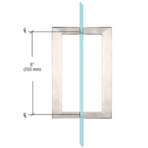 CRL Satin Nickel 8" x 8" SQ Series Square Tubing Back-to-Back Pull Handles  | CRL