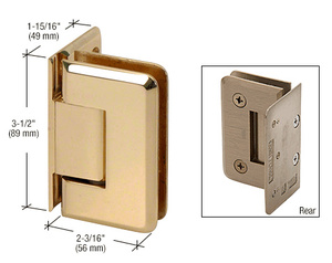 CRL Polished Brass Pinnacle 044 Series Wall Mount Offset Back Plate Hinge