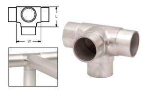 CRL Brushed Stainless Side Outlet Tee for 1-1/2" Tubing