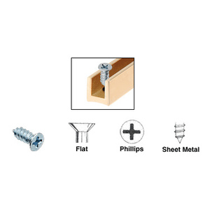 CRL Zinc Plated No.6 Flat Head Phillips Tapping Sheet Metal Screws - 100/Box