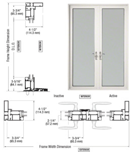 CRL-U.S. Aluminum White KYNAR® Paint Series 925 Pair Patio Door Swing Out