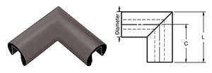 CRL Dark Bronze 1.9" Diameter 90 Degree Horizontal Corner for 1/2" or 5/8" Glass Cap Railing