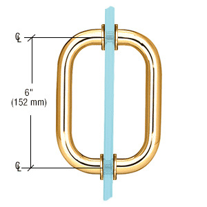 CRL Gold Plated 6" Back-to-Back Solid Brass 3/4" Diameter Pull Handles with Metal Washers
