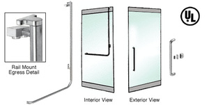 CRL-Blumcraft® Brushed Stainless Right Hand Reverse Rail Mount Retainer Plate 'Y' Exterior Top Securing Electronic Egress Control Handle