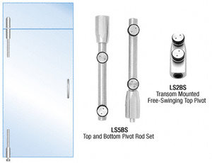 CRL Brushed Stainless Laguna Pivot Door System for Use With Free-Swinging  Doors With Top and Glass Transom Mount Pivot