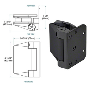 CRL Matte Black Wall Mount Polaris 120 Series Soft Close Gate Hinge