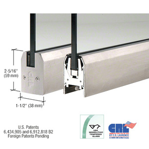 Brushed Stainless Low Profile Tapered DRS Door Patch Rail Without Lock for 1/2" Glass - 8" Length