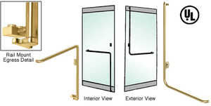 CRL-Blumcraft® Satin Brass Right Hand Reverse Rail Mount Keyed Access "D" Exterior Bottom Securing Electronic Egress Control Handle