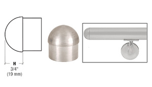 CRL Brushed Stainless Dome End Cap for 1-1/2" Tubing