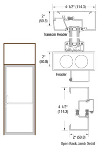CRL-U.S. Aluminum Dark Bronze/Black Anodized Class 1 Anodized Thermally Improved Transom Frame for Single Offset Pivot Door and Overhead Concealed Door Closer