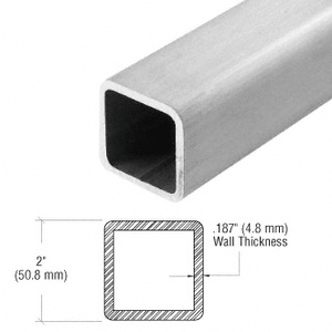 CRL Brushed Stainless 2" Square Outside Dimension Pipe Rail Tubing - 20'