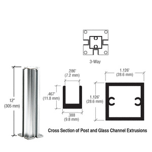 CRL Brite Anodized 12" 3-Way Design Series Partition Post