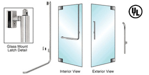 CRL-Blumcraft® Brushed Stainless Right Hand Reverse Glass Mount Keyed Access "G" Exterior, Top Securing Panic Handle