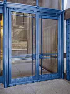 CRL Dark Bronze Anodized Premium Formed Aluminum Wide Stile Door for 1" Glazing; 5-1/2" Top Rail; 9-1/2" Bottom Rail; Concealed Hinge Tube Double Doors with Lock