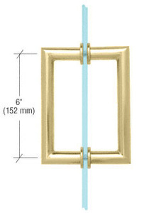 CRL Unlacquered Brass 6" MT Series Round Tubing Mitered Corner Back-to-Back Pull Handle